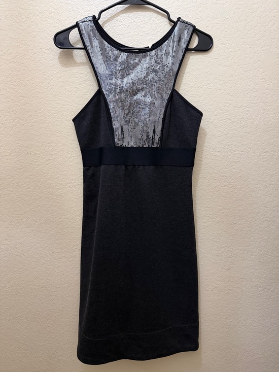 Black Sequin-Back Sleeveless Dress